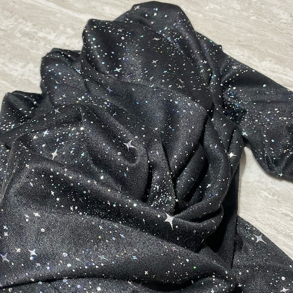 Noli Celestial Crew Neck Sweatshirt Black + Holographic Stars *S - Picture 6 of 6